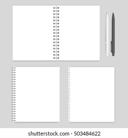 Set Of Blank Realistic Spiral Notebooks Mockup 