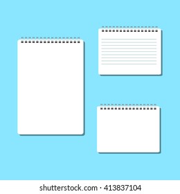 Set blank realistic spiral notepad notebook. Vector illustration