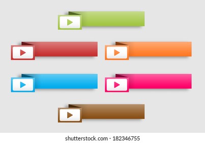 the set of blank rectangle label illustrations / the collection of rectangular templates with arrow / the empty label with shadow