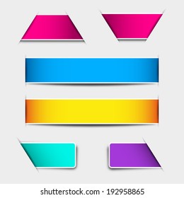 Set of blank rectangle labels with rounded corners