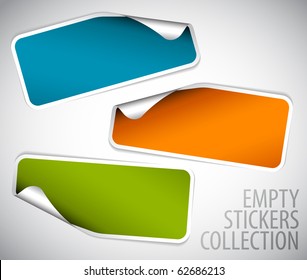 Set of blank rectangle labels with rounded corners