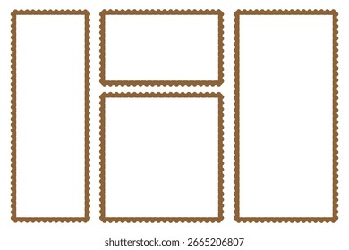 Set of blank rectangle and square postage stamp vector icons. Postage stamp set. Mockup postage stamps.  Frame for menu, wedding invitation, coastal party. eps 10