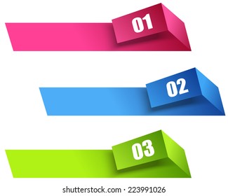 Set of blank rectangle stickers with folded corners