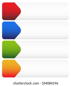 Set of blank rectangular button backgrounds with arrows