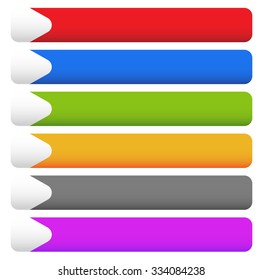 Set of blank rectangular button backgrounds with arrows