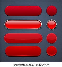 Set of blank red buttons for website or app. Vector eps10.