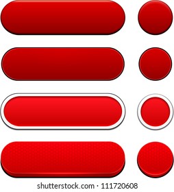 Set of blank red buttons for website or app. Vector eps10.