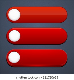Set of blank red buttons for website or app. Vector eps10.