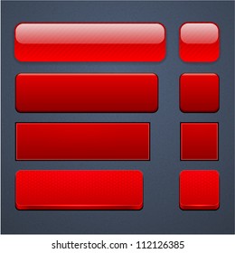 Set of blank red buttons for website or app. Vector eps10.