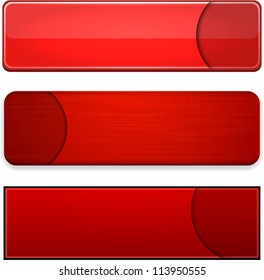 Juego de botones rojos en blanco para el sitio web o la aplicación. Vector eps10.