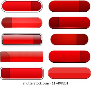 Set of blank red buttons for website or app. Vector eps10.