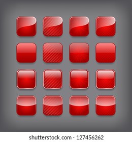 Set Of Blank Red Buttons For You Design Or App.