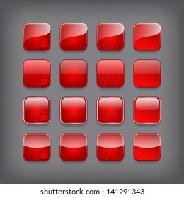 Set of blank red buttons for you design or app.