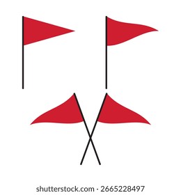 Set of blank red flag icons. Flat design illustration.