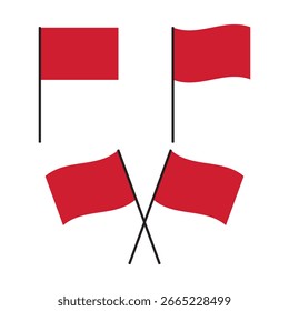 Conjunto de ícones de sinalizador vermelho em branco. Ilustração de design plano.