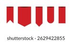 Set of blank red ribbon tags. collection of special sale signs. red bookmark icons. sales promotion banners, labels, ribbons for online shopping