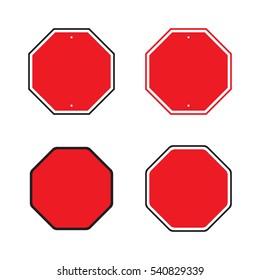 A set of blank red stop signs with room for your own custom text in vector format.