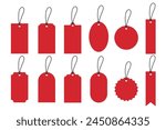 Set of blank red tag. Vector illustration.