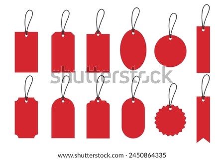 Set of blank red tag. Vector illustration.
