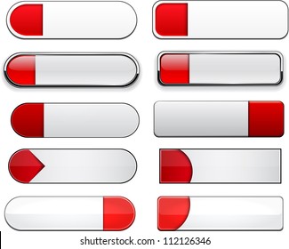 Set of blank red and white buttons for website or app. Vector eps10.
