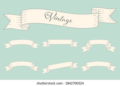 Set of blank retro banner or label and element.