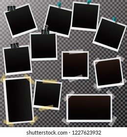 Set of blank retro frames with shadow isolated on a transparent background.  Vector illustration EPS10