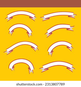 Set of blank ribbon with many shapes and sizes. Decorative tapes