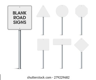 Set of blank road signs
