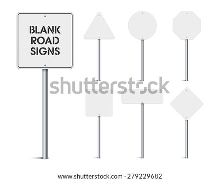 Set of blank road signs