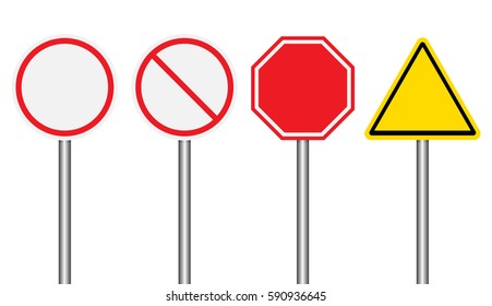 Set of blank road signs on white background