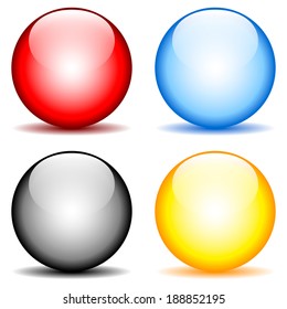Set of blank round buttons in different colors.