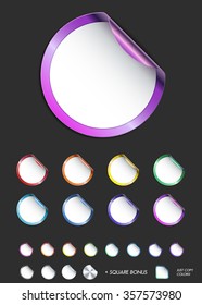 Set of blank round realistic labels. Vector illustration. 