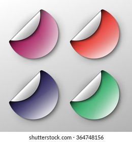 Set of blank round realistic labels. Origami paper infographic colorful banners set. Annotation ribbon. Design shape. Speech talking cloud. Vector label tag. 