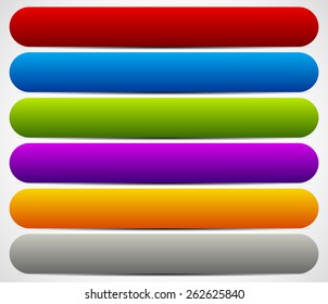 Set of Blank, Rounded Horizontal Button, Banner Backgrounds in Various Colors