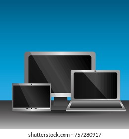 set of blank screens computer monitor laptop smartphone technology digital