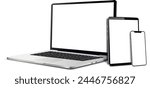 Set of blank screens with laptop, tablet, phone