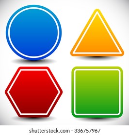 Set of blank shapes. Circle, triangle, octagon and square.