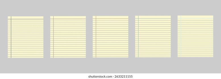 Set blank sheets of paper in realistic style with shadows and lines of white paper pages. set of notebook paper background. vector illustration. 