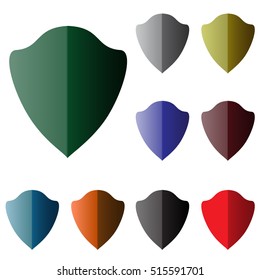 Set of Blank Shield Emblem Icons Isolated on White. Flat Design Vector. Security / Safety / Protection Label Concept.