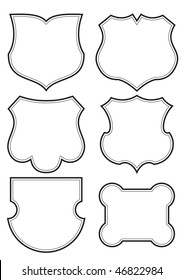Set of blank shield frames, vector illustration. Heraldry clip art for your design.