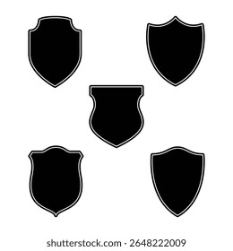 Set of Blank Shield Silhouettes, Black Emblem Badge Vector Collection for Logo and Design Use.