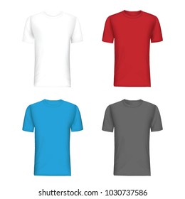 Set of blank short sleeve tshirt template