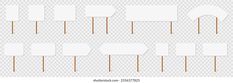 Set of blank sign picket protest in a flat design