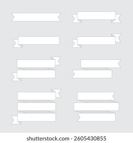 Set of Blank Simple Ribbon Banners and Labels - Flat Design Illustration