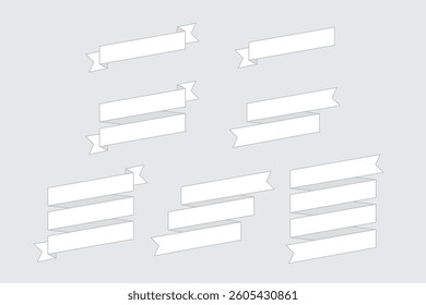 Set of Blank Simple Ribbon Banners and Labels - Flat Design Illustration