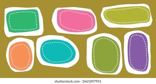 Set of blank space for label with various shape and color.eps