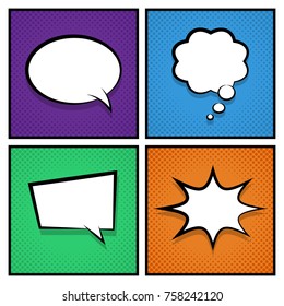 Set of blank speech bubble vintage retro style, vector illustration