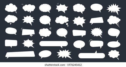 Set of blank speech bubbles. Comic speech bubbles speech balloons cartoon. Empty blank vector white speech bubbles, chat box, message box outline vector illustration design.
