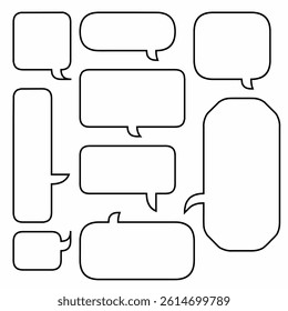 set of blank speech bubbles. Set of Comic text box for dialog. Blank talk clouds for dialog text. Text box vector design