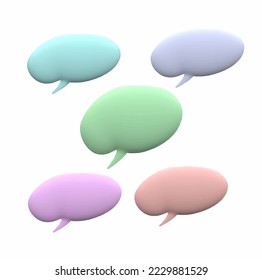 Establezca burbujas de voz en blanco con color pastel. Diseño de ilustración de vector 